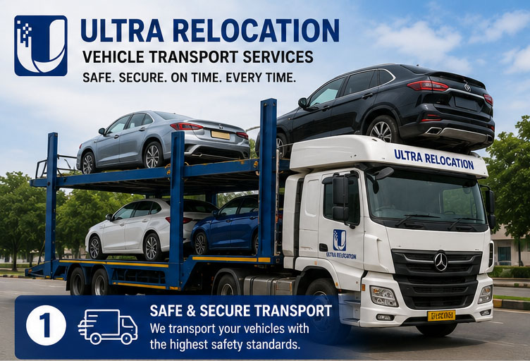 Car loaded on carrier for transport from Jaipur
